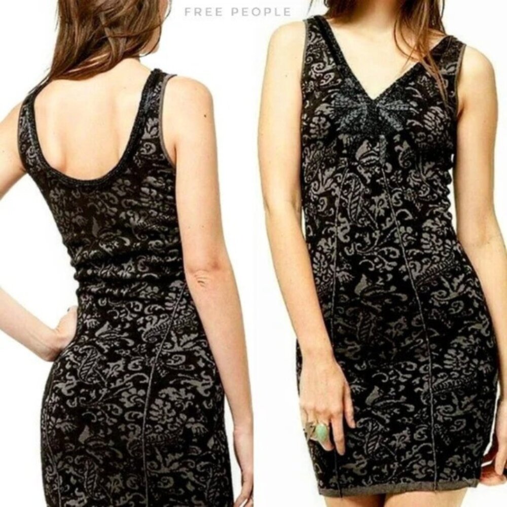 Free People Starstruck Knit Jacquard Beaded Dress